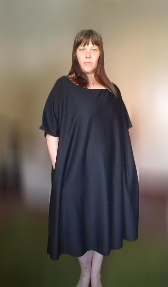 Relaxed Fit T Shirt Dress - Black Jersey UK 24+