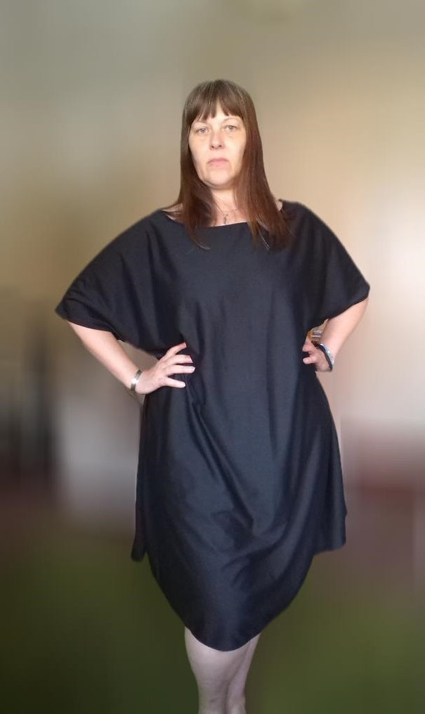 Relaxed Fit T Shirt Dress - Black Jersey UK 24+