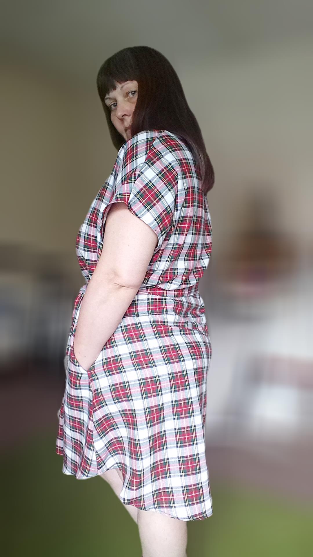 Relaxed Fit T Shirt Dress - White Tartan UK 16 Falcieri Designs Relaxed Fit T Shirt Dress - White Tartan UK 16 Falcieri Designs