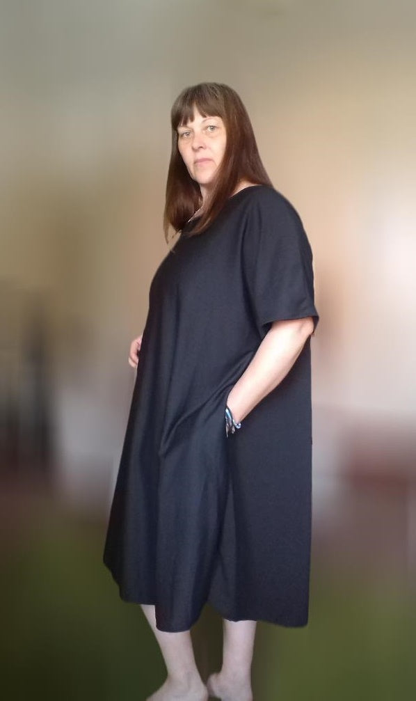 Relaxed Fit T Shirt Dress - Black Jersey UK 24+
