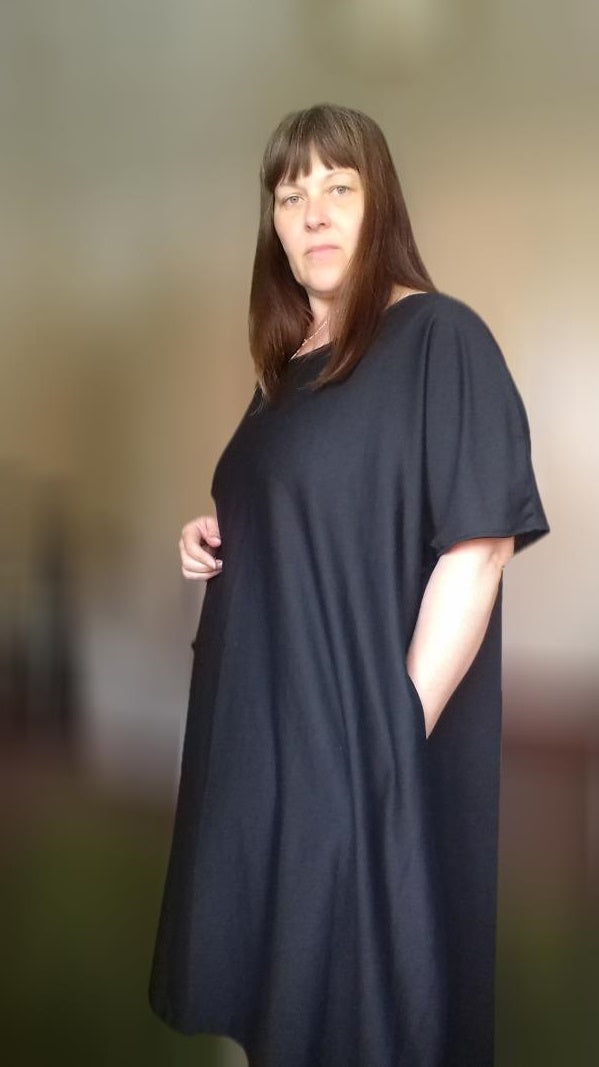 Relaxed Fit T Shirt Dress - Black Jersey UK 24+