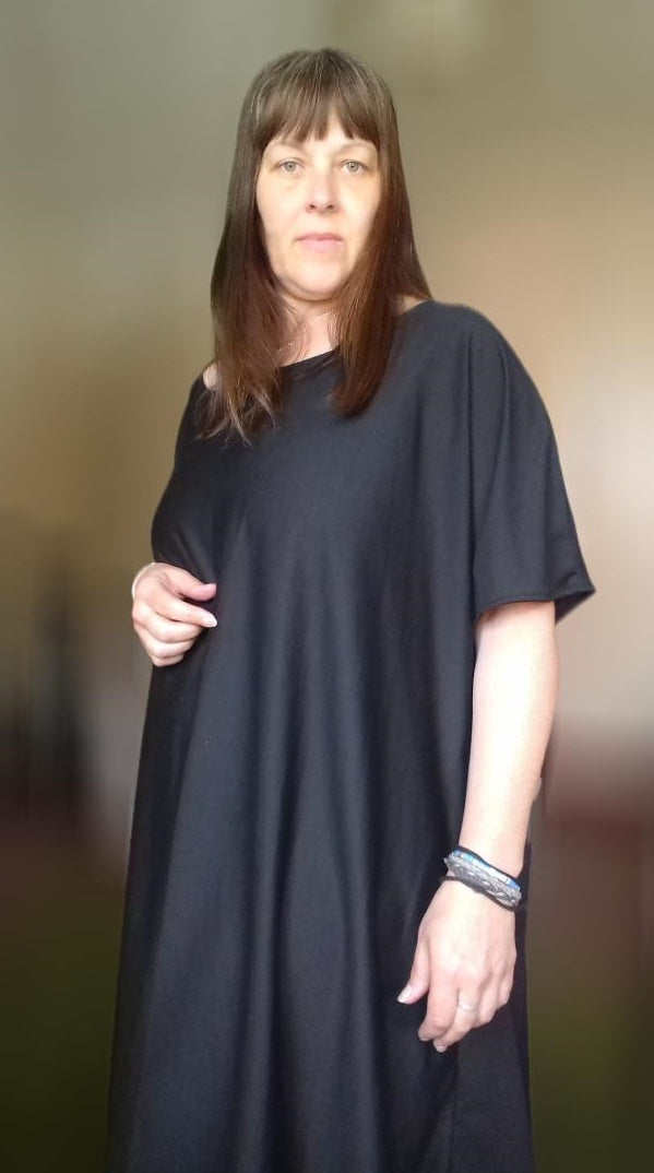 Relaxed Fit T Shirt Dress - Black Jersey UK 24+