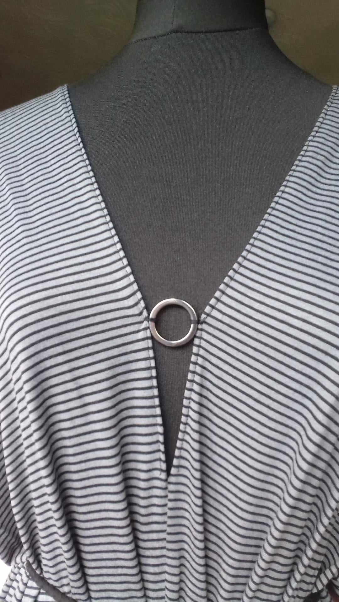 Black/Grey Stripe Grecian Drape Gown / Evening Dress UK10-16