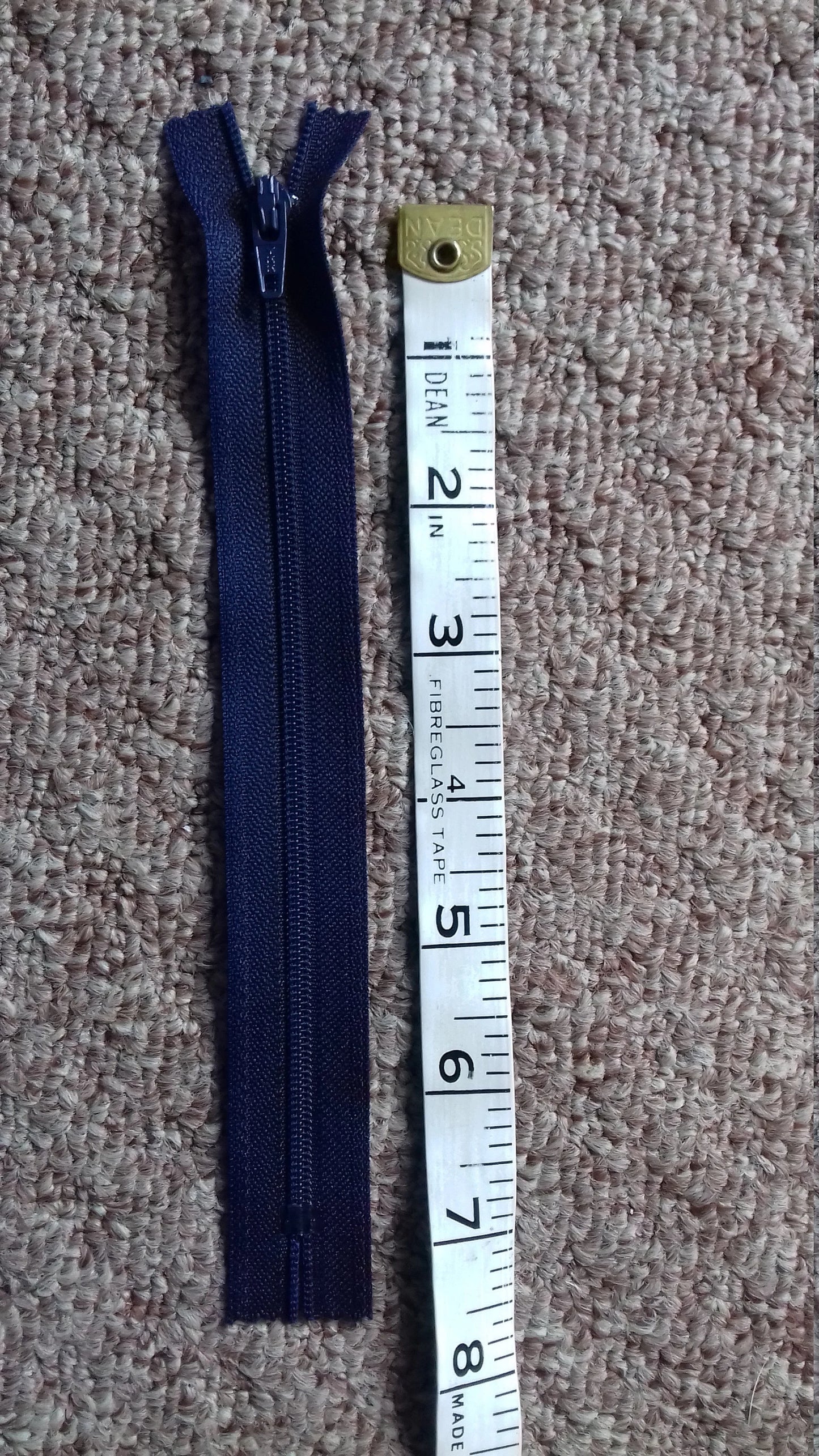 Dark blue navy nylon zip 7 inch (18cm) YKK closed end