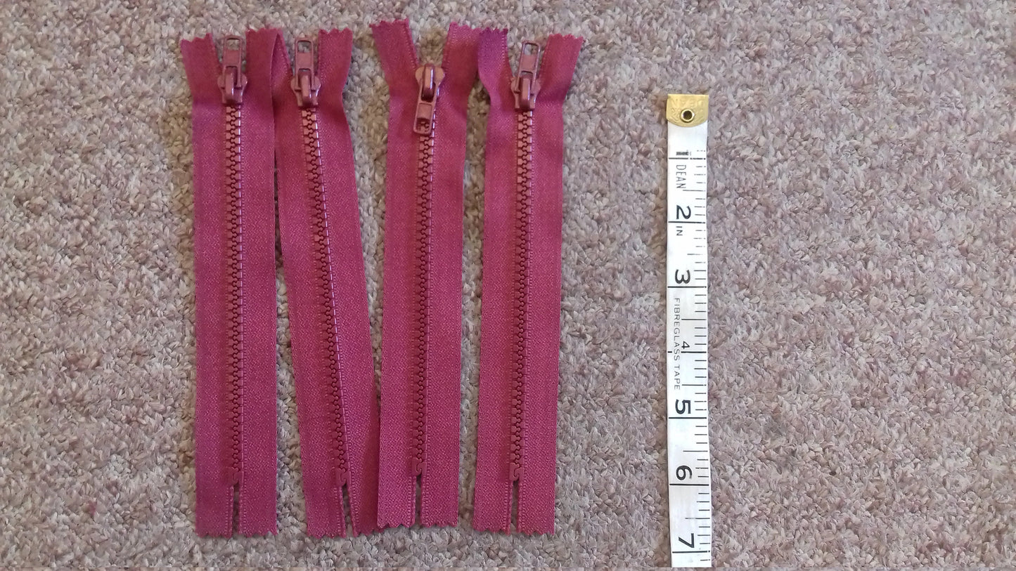 Raspberry red zip chunky nylon 6 inch (15cm) closed end