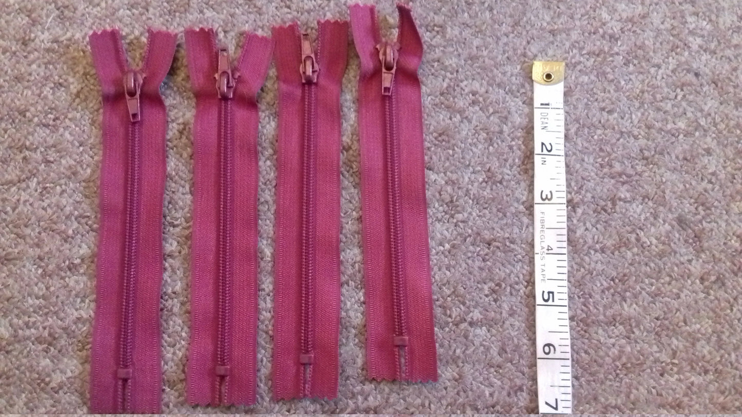 Raspberry red zip large nylon 6 inch (15cm) closed end plastic tip