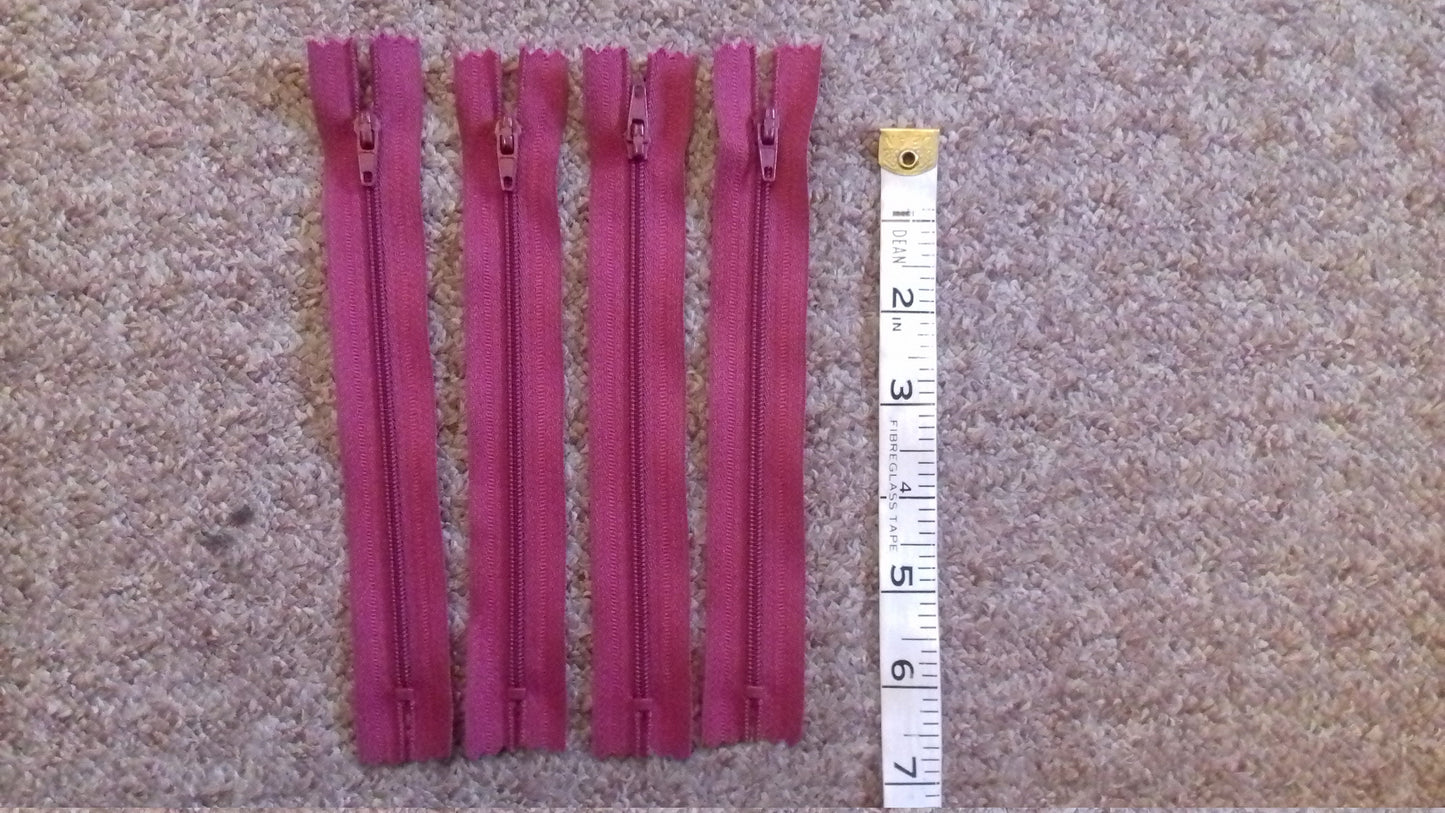 Raspberry red zip nylon 6 inch (15cm) closed end plastic tip