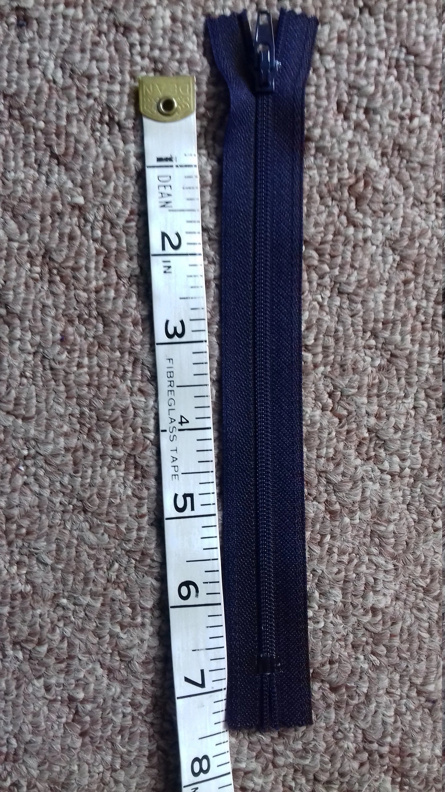 Dark blue zipper plastic 7 inch (17.5cm) YKK closed