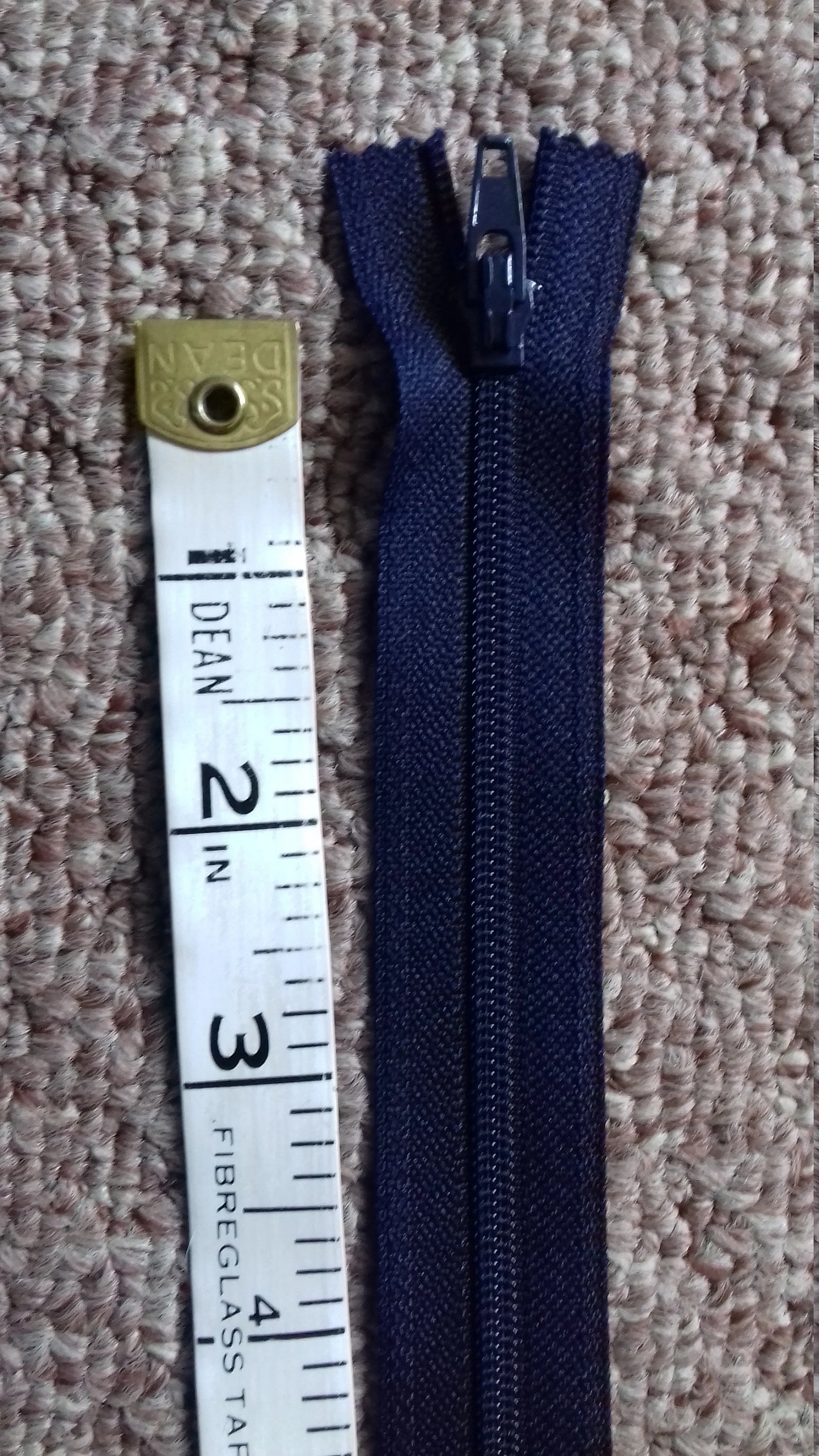 Dark blue zipper plastic 7 inch (17.5cm) YKK closed