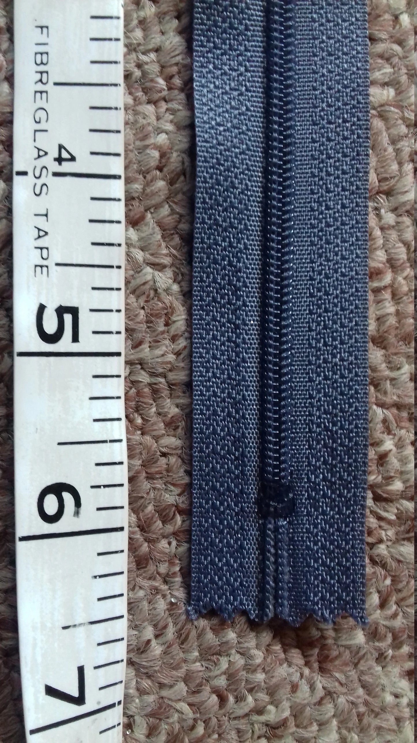 Grey 6 inch zip (12.5cm) nylon closed end