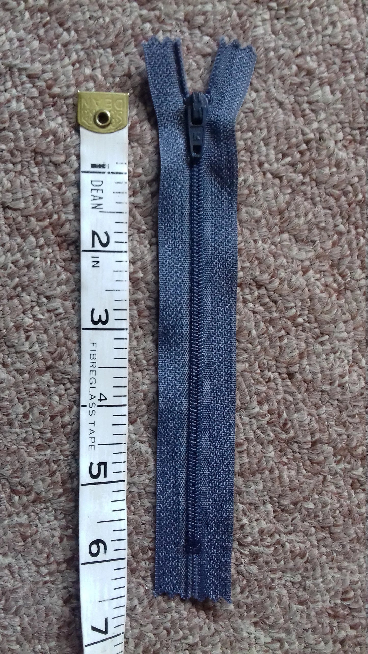 Grey 6 inch zip (12.5cm) nylon closed end