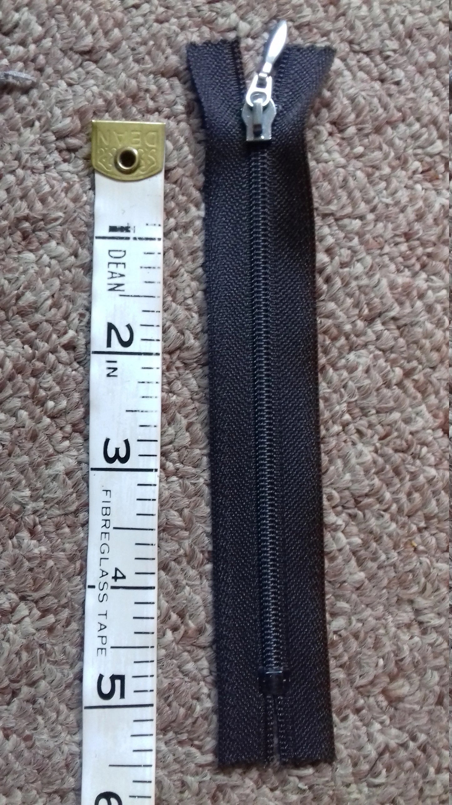 Brown 5 inch zip UK (12.5cm) closed end silver metal nylon teeth