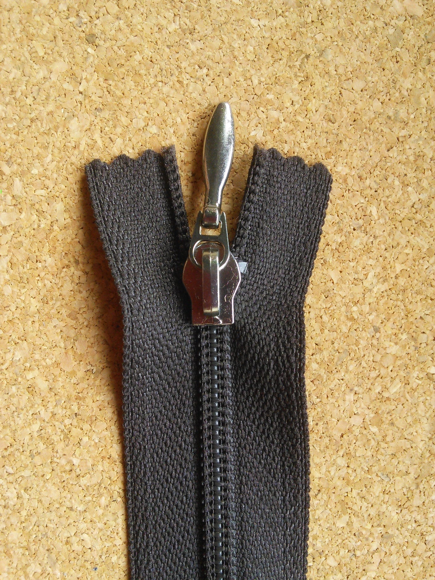 Brown 5 inch zip UK (12.5cm) closed end silver metal nylon teeth