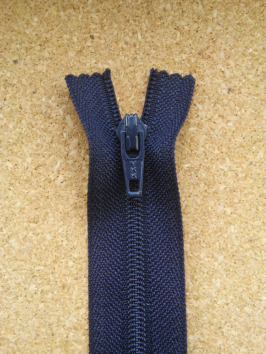 Dark blue zipper plastic 7 inch (17.5cm) YKK closed