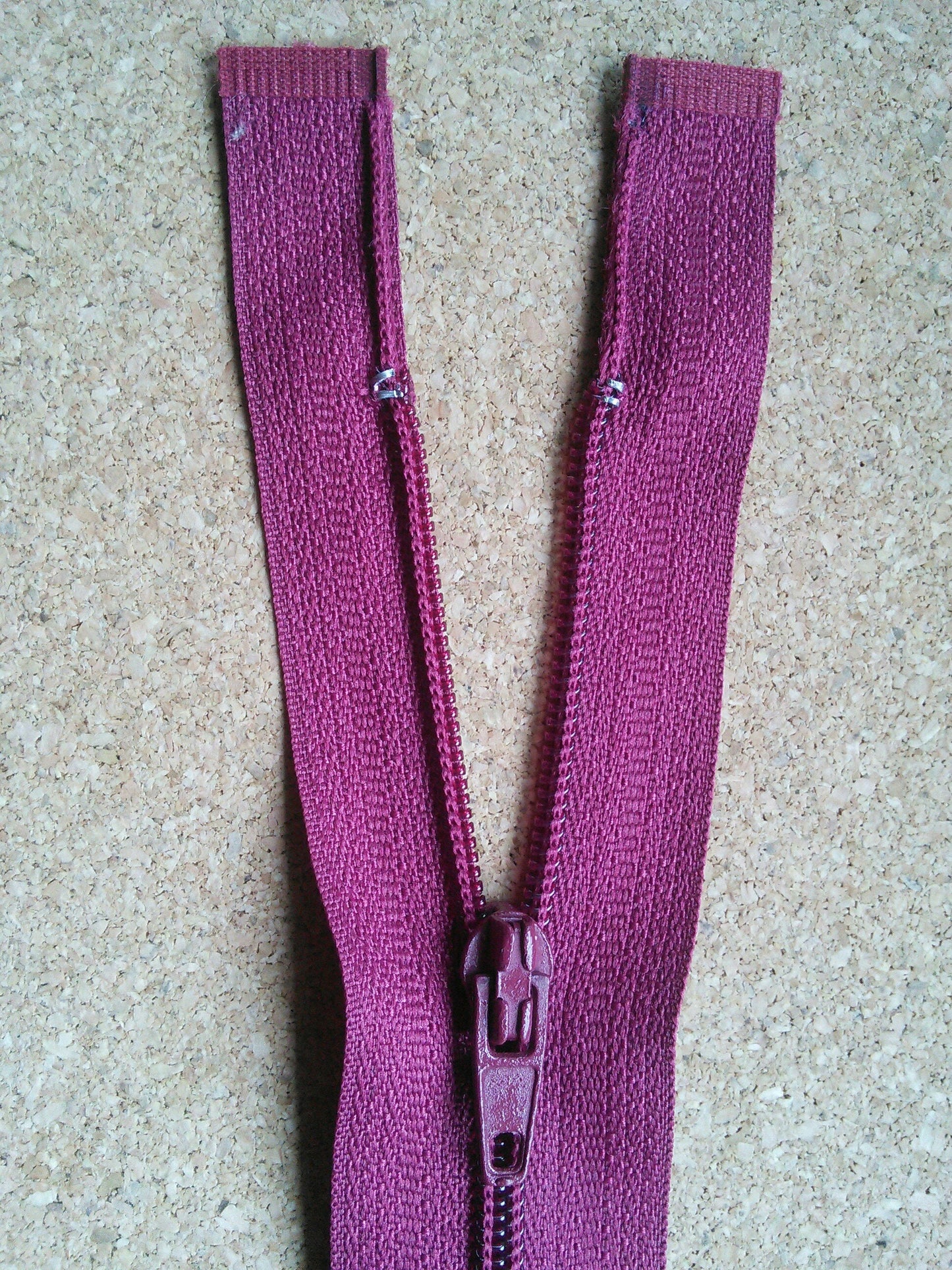 Raspberry red zip 23.5 inch (59.5cm) nylon separating zip open end metal tip