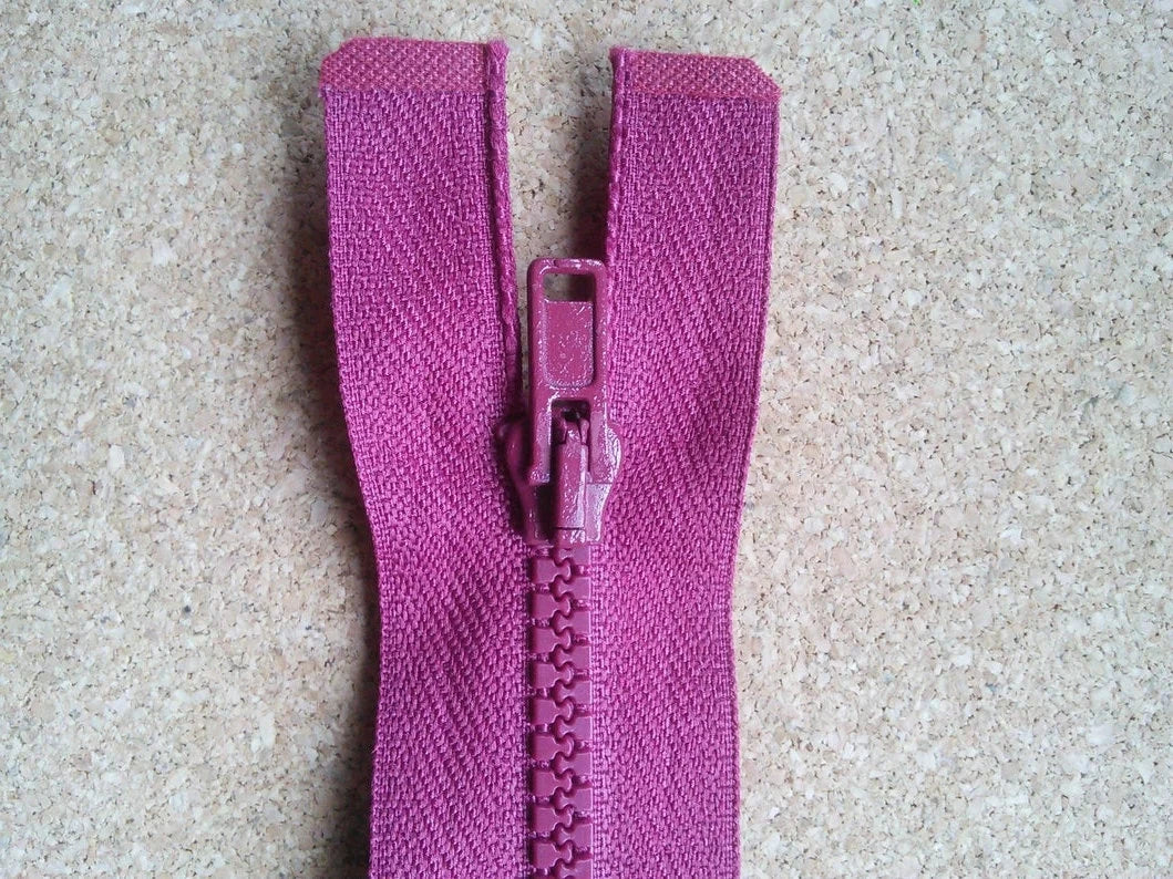 Raspberry red zip small chunky separating zip 23.5 inch (59.5cm) plastic open ended