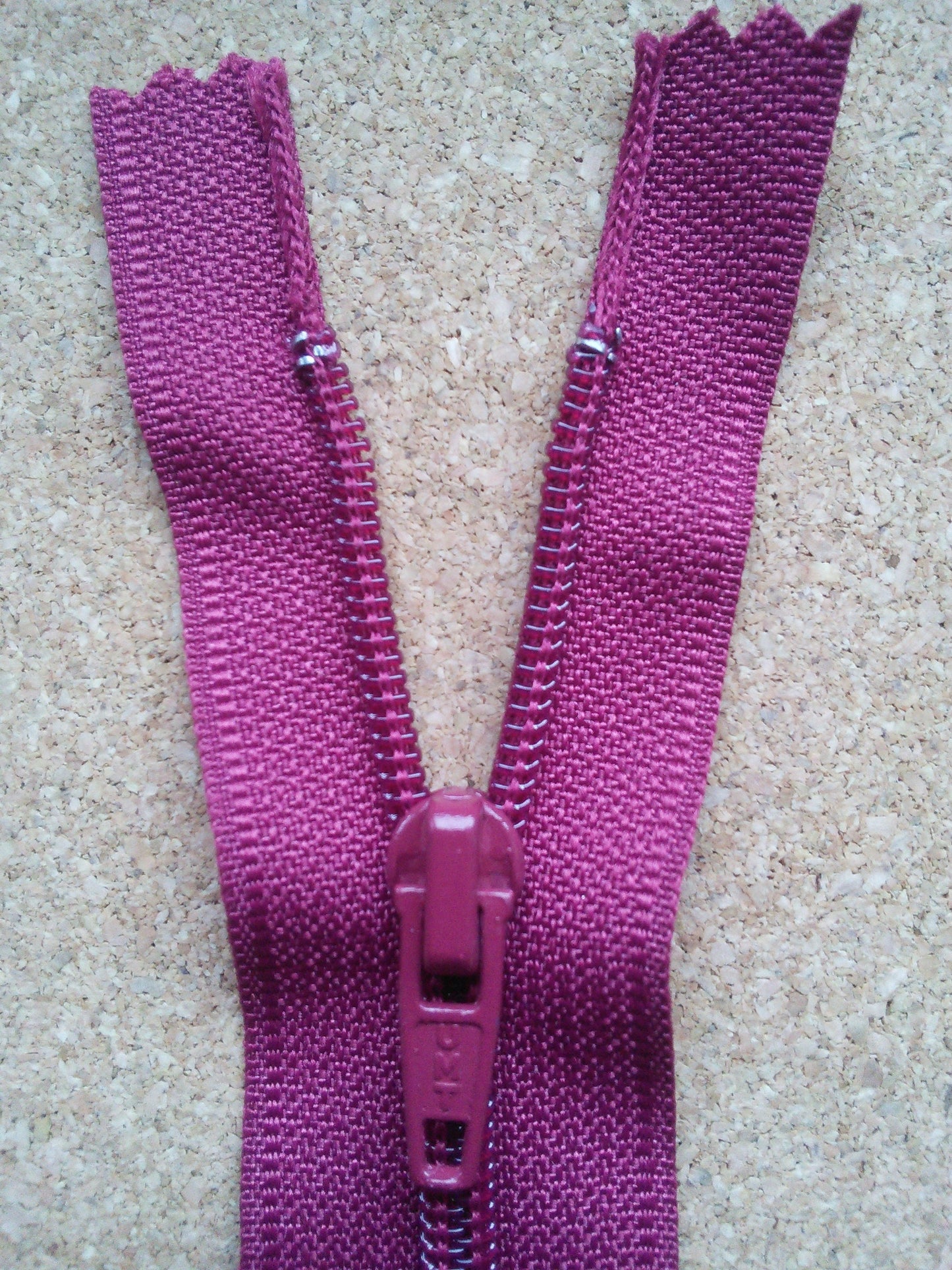 Raspberry red zip nylon zip 6 inch (15cm) closed end metal tip