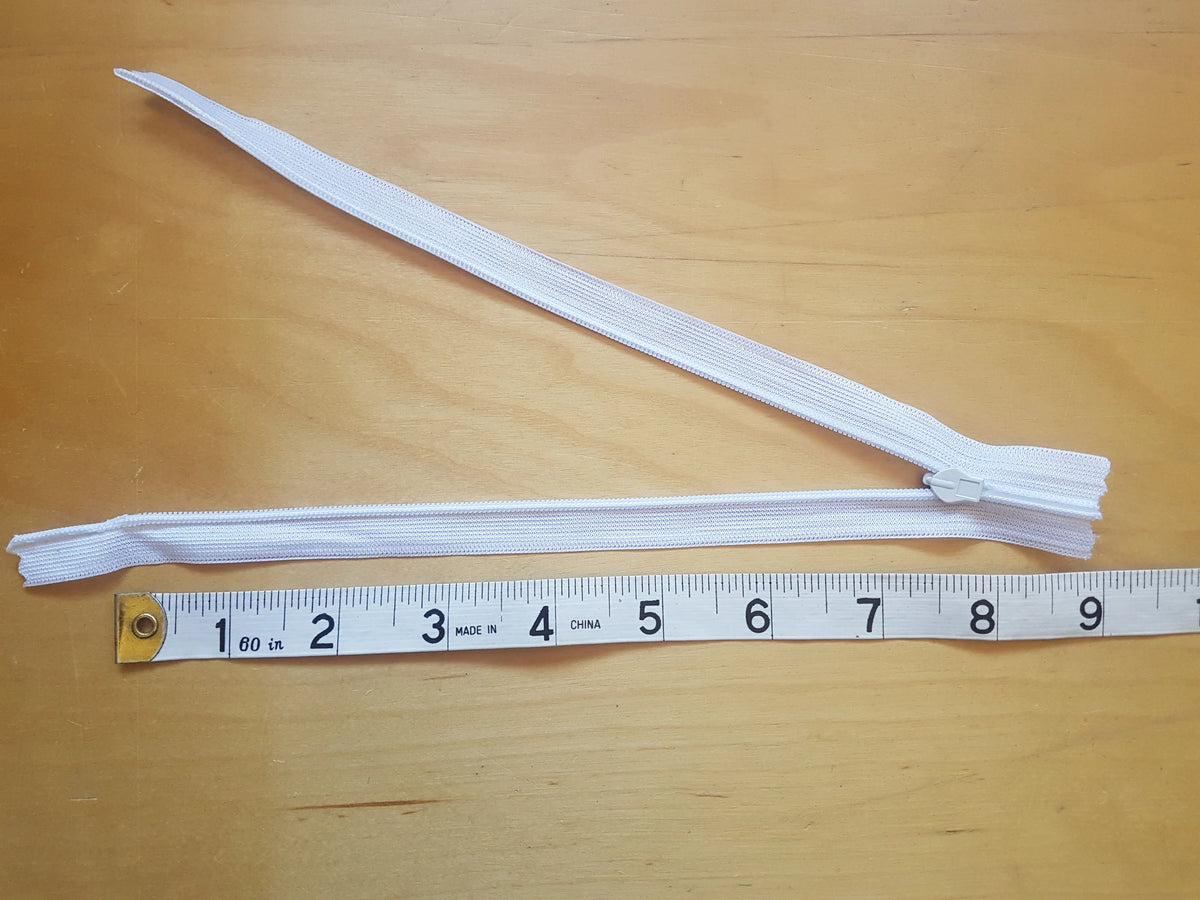 Zip 8 Inch White nylon zip 8 inch (20.25cm) concealed for lighter fabrics ...