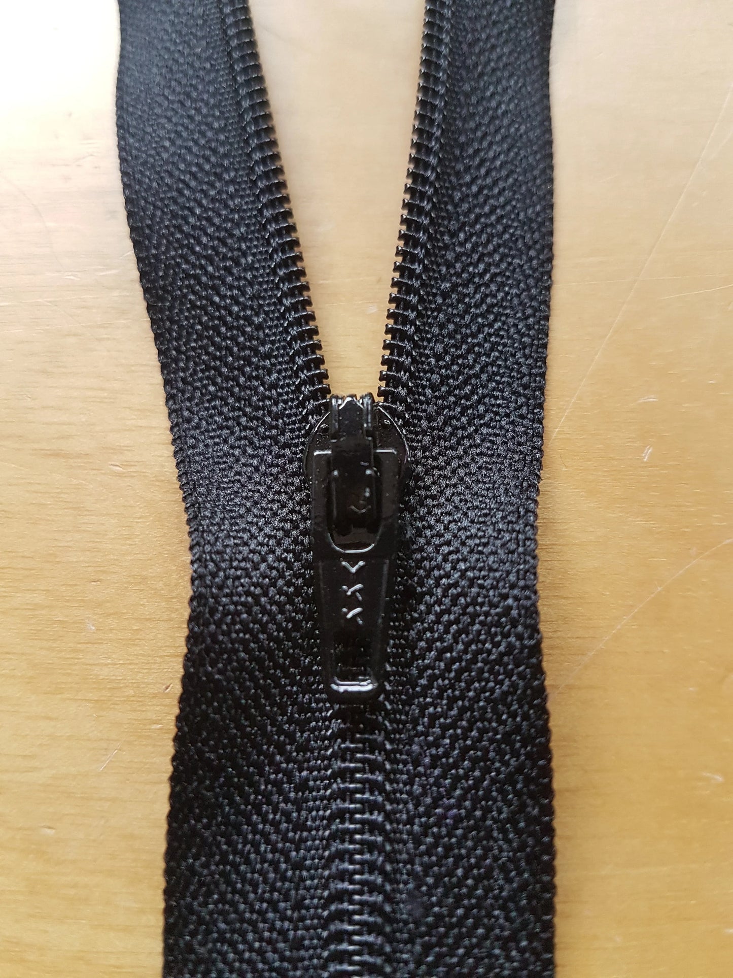 Black zipper plastic nylon 14 inch (35.5cm) closed end