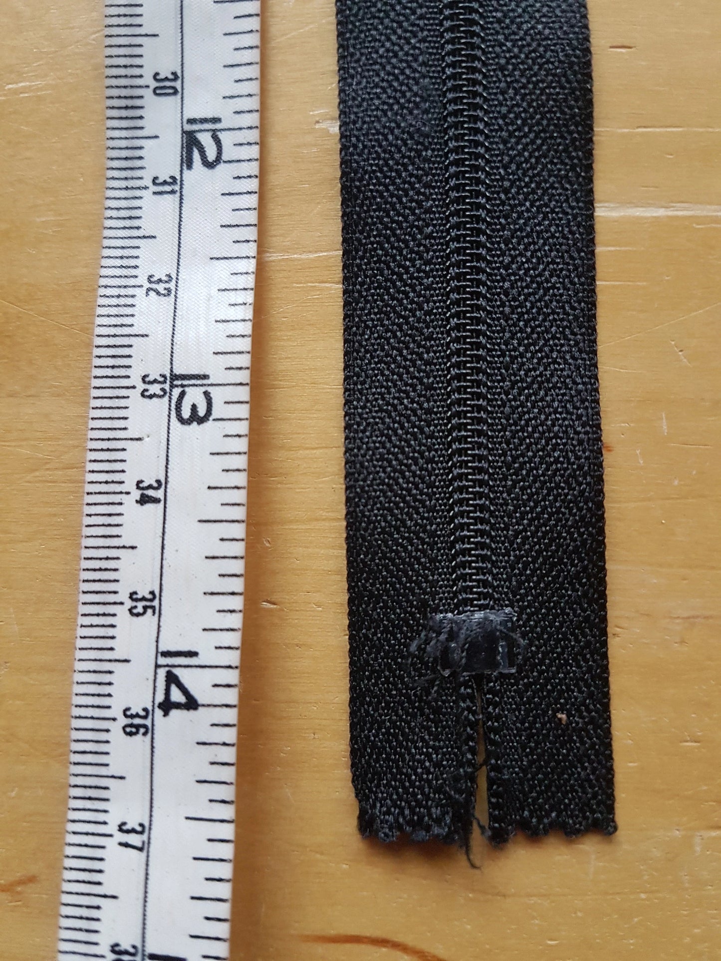 Black zipper plastic nylon 14 inch (35.5cm) closed end