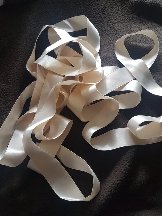 Satin Ribbon 1 metre 1 inch wide Buttermilk