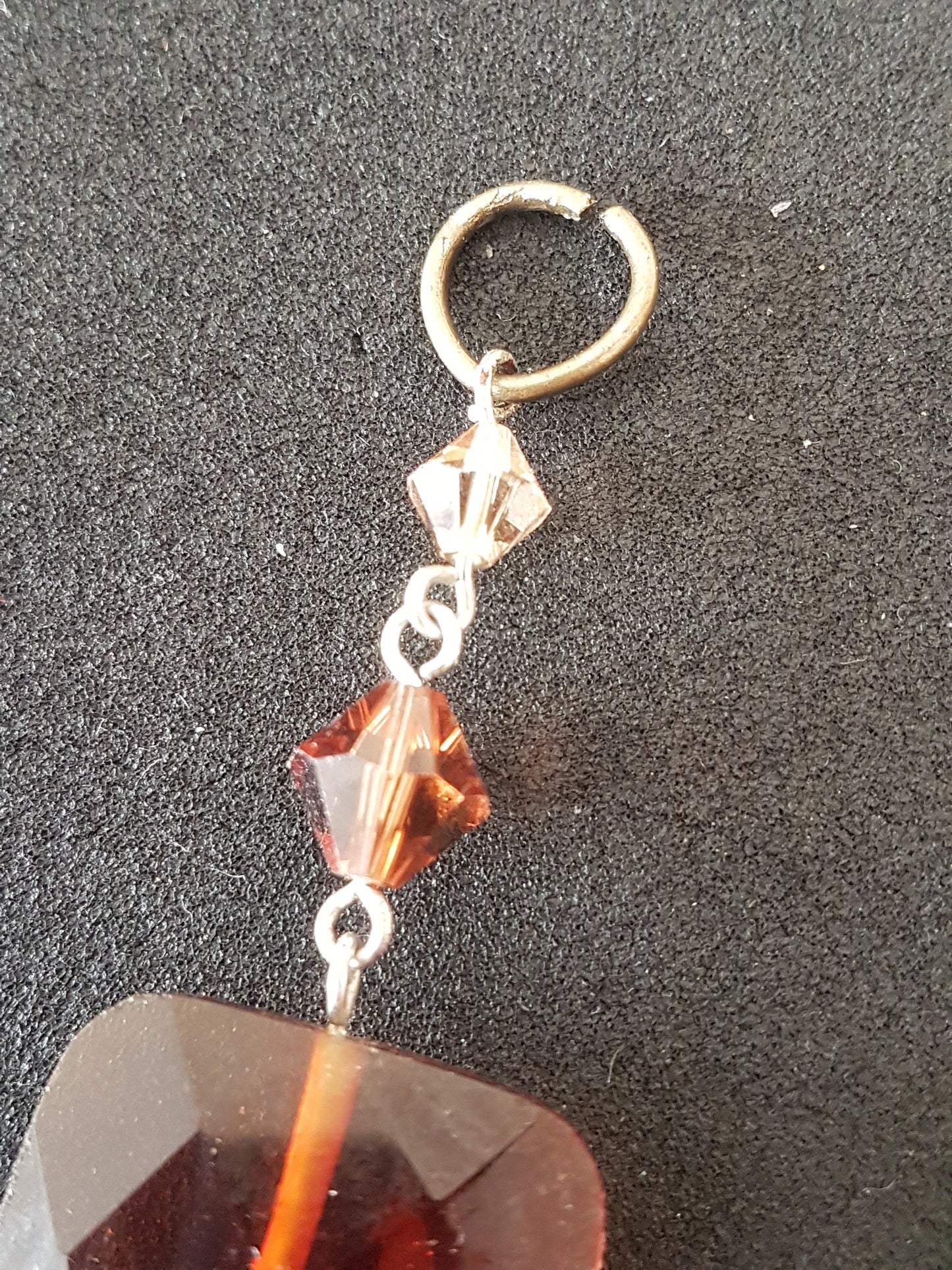 Orange Brown Resin, Faceted Preloved Upcycle Pendant for Jewellery Making