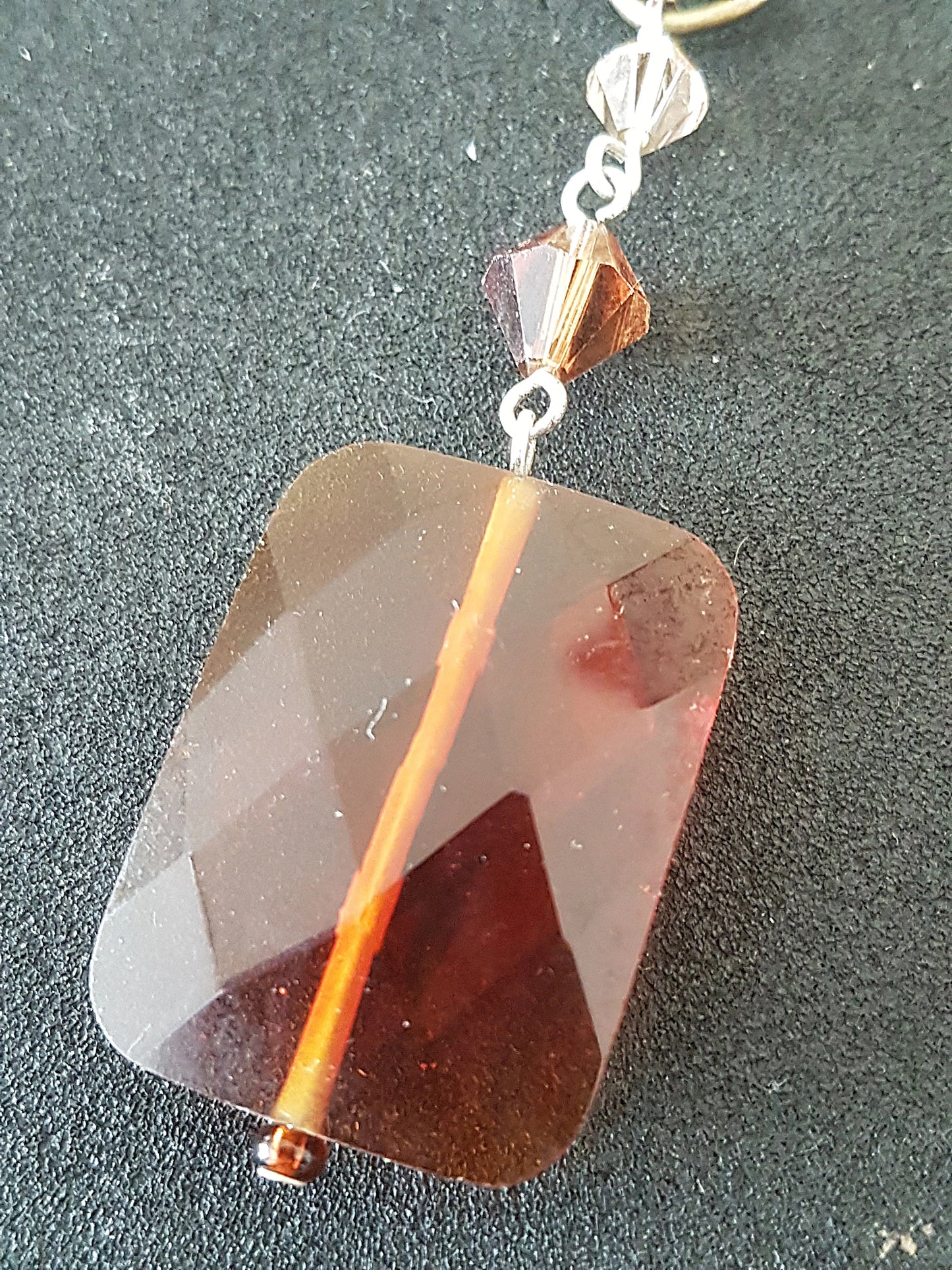 Orange Brown Resin, Faceted Preloved Upcycle Pendant for Jewellery Making