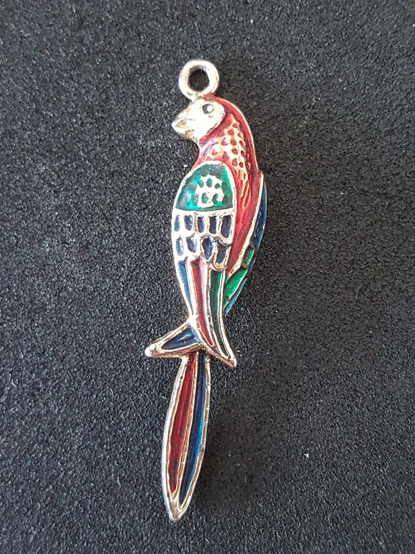 Parrot Macaw Red Gold Left Facing Preloved Upcycle Pendant for Jewellery Making