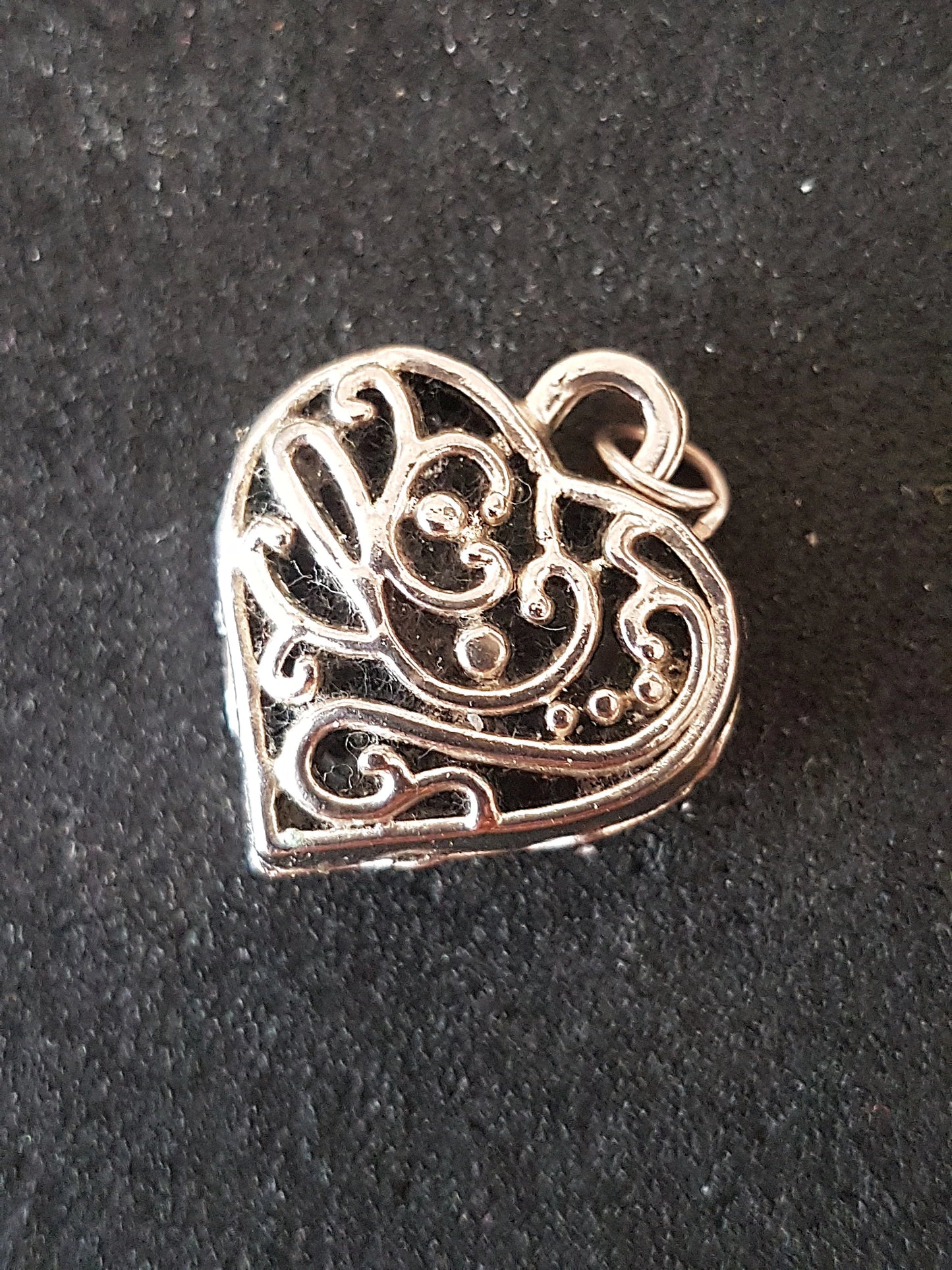 Silver Heart Hollow Preloved Upcycle Pendant for Jewellery Making