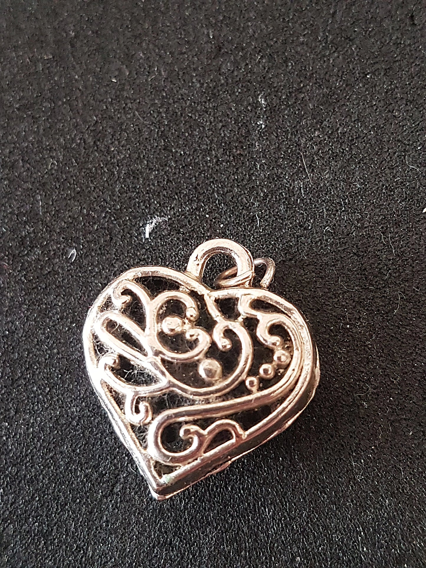 Silver Heart Hollow Preloved Upcycle Pendant for Jewellery Making