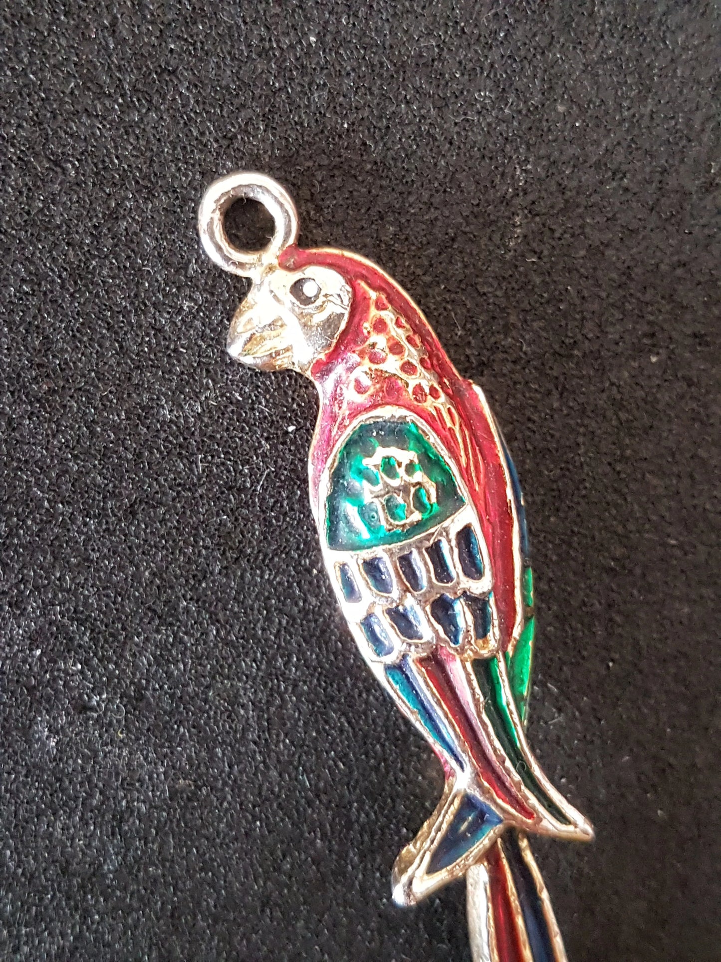 Parrot Macaw Red Gold Left Facing Preloved Upcycle Pendant for Jewellery Making