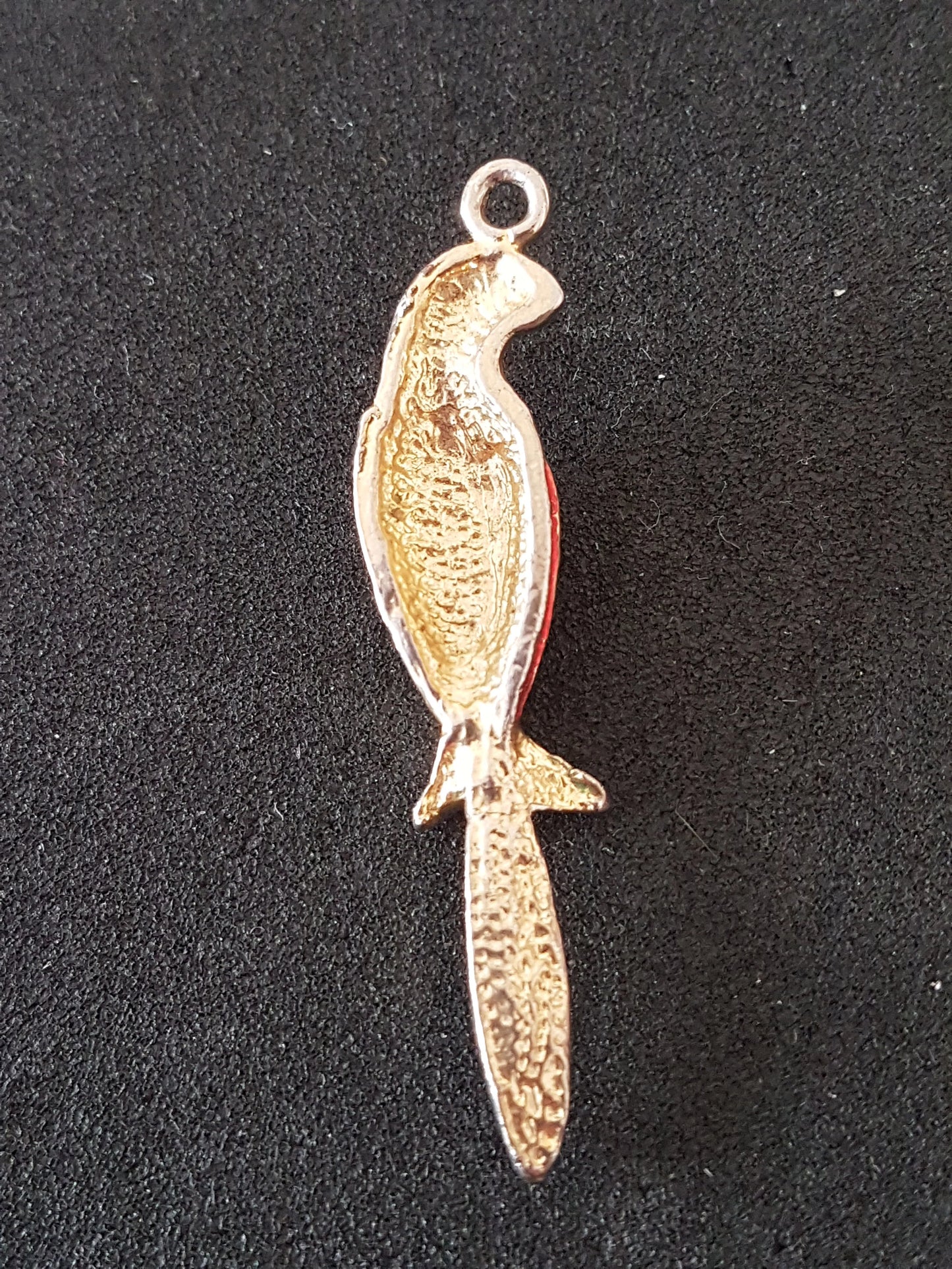 Parrot Macaw Red Gold Left Facing Preloved Upcycle Pendant for Jewellery Making