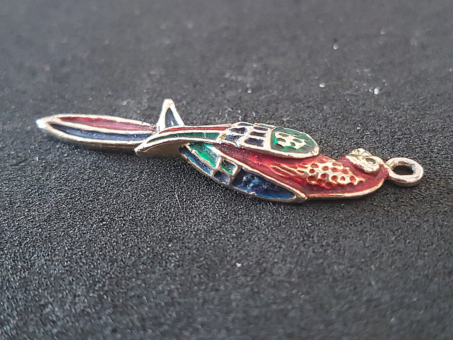 Parrot Macaw Red Gold Left Facing Preloved Upcycle Pendant for Jewellery Making