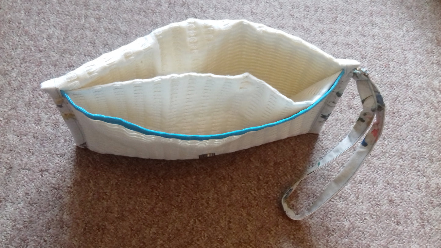 Cream Fabric Clutch Floral Evening Bag