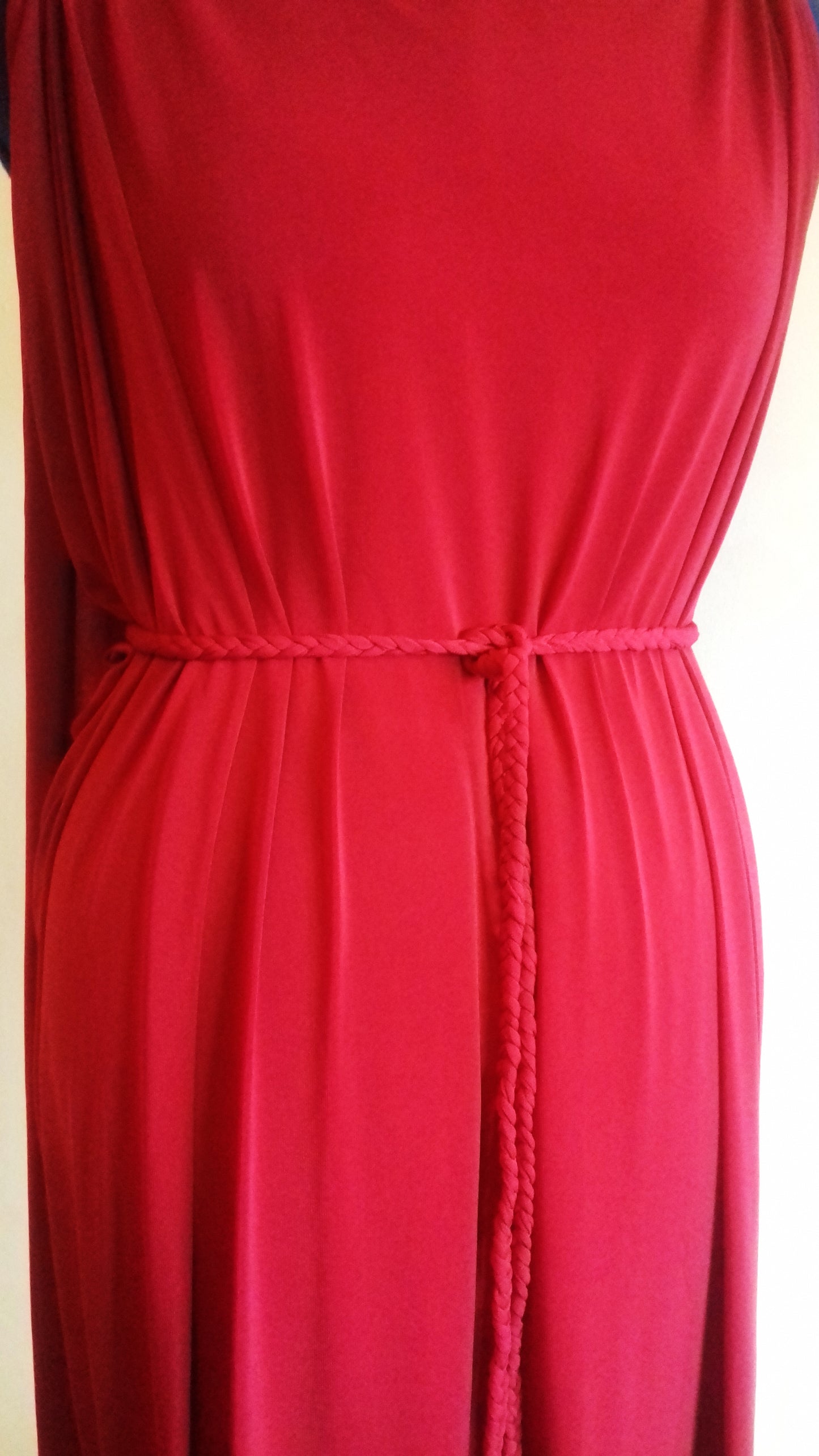 Blood Red Grecian Drape Evening Dress