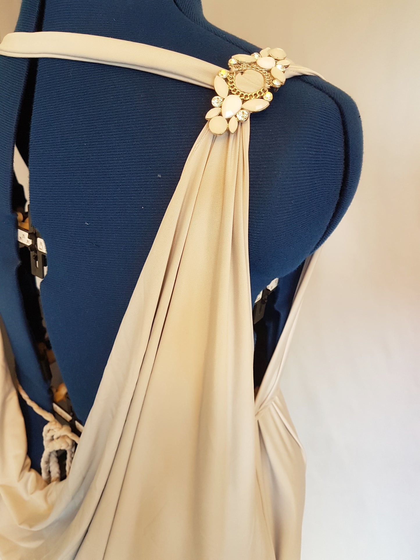 Dove Grey Backless Grecian Bridal Wedding Dress