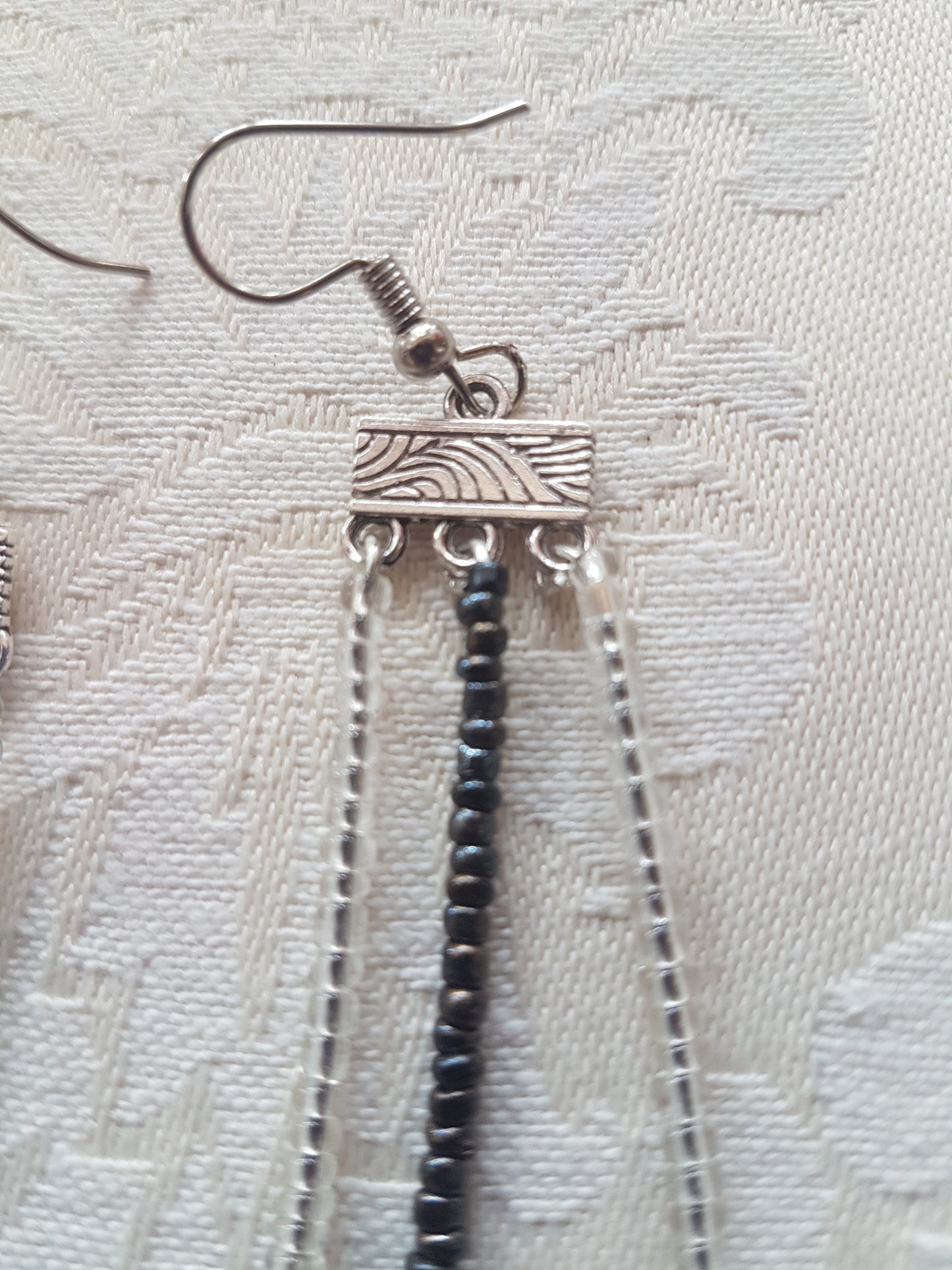 Black White Seed Bead Earrings