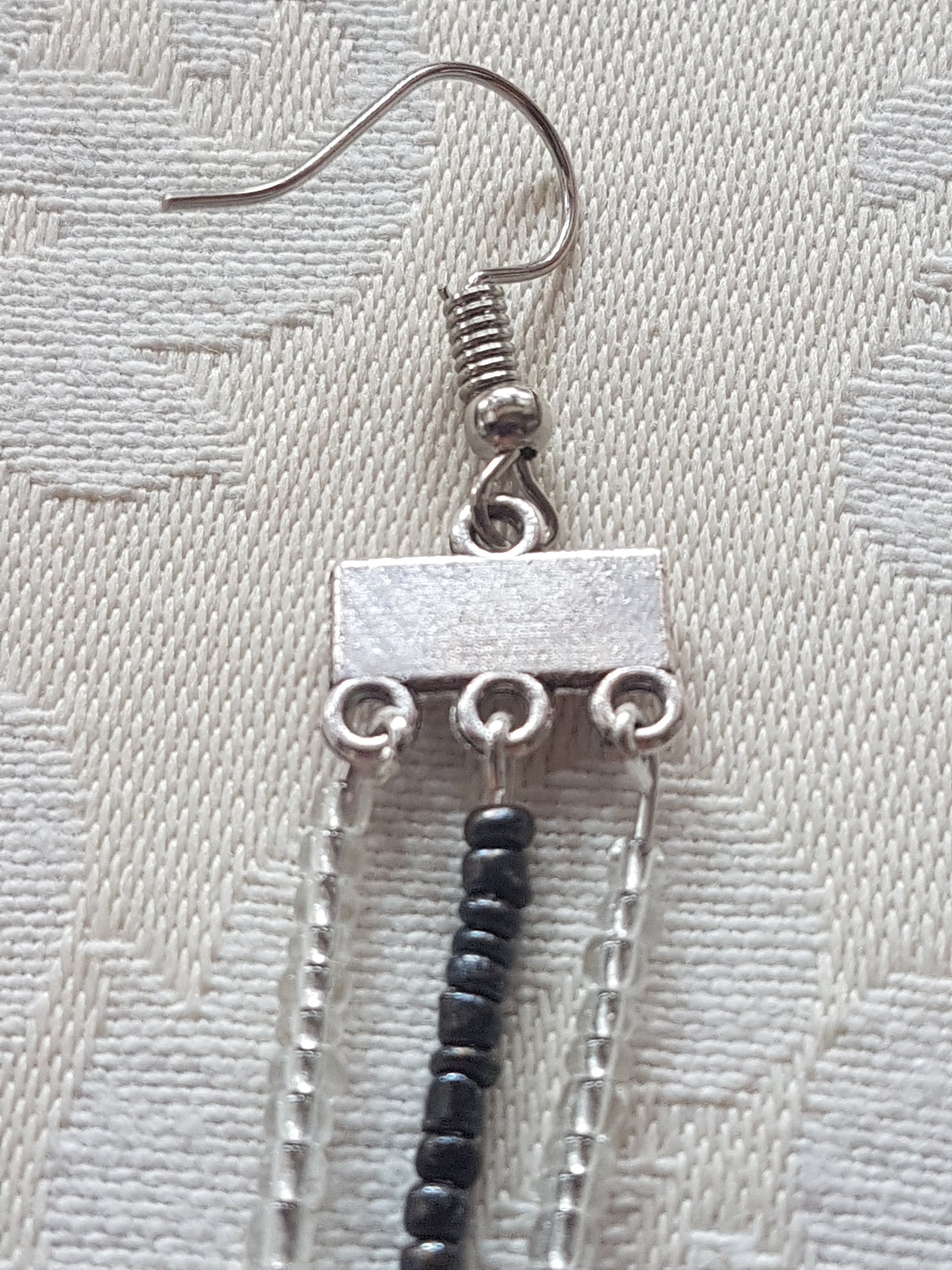 Black White Seed Bead Earrings