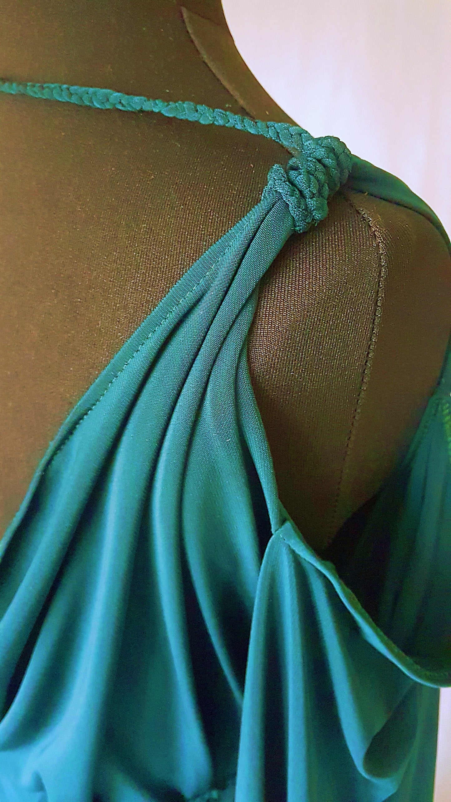 Bottle Green Long Sleeve Grecian Drape Dress