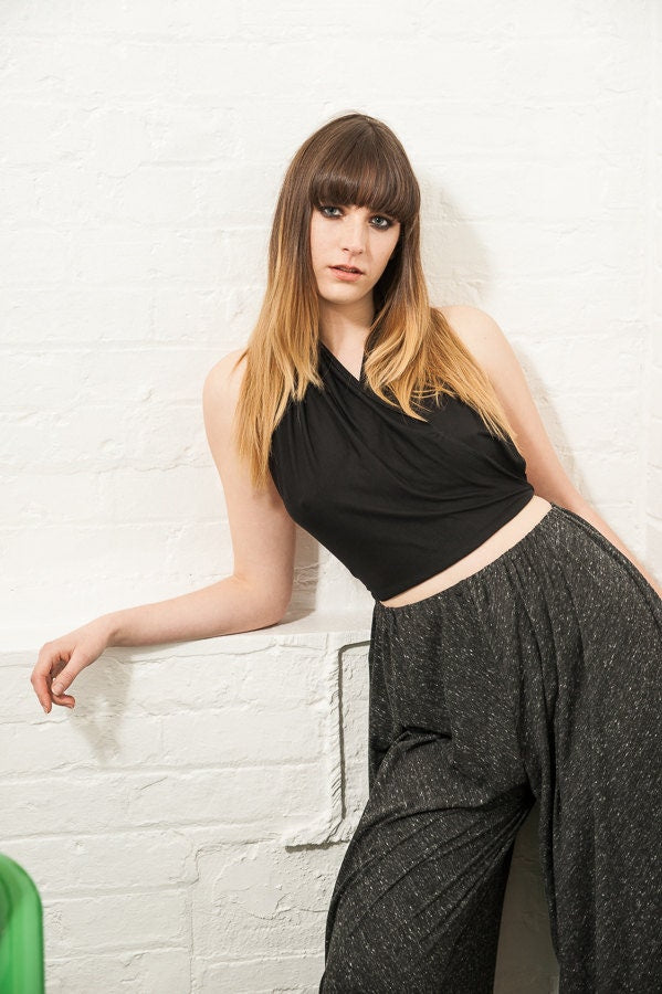 Grey Soft Jersey Elastic Waist Harem Pants