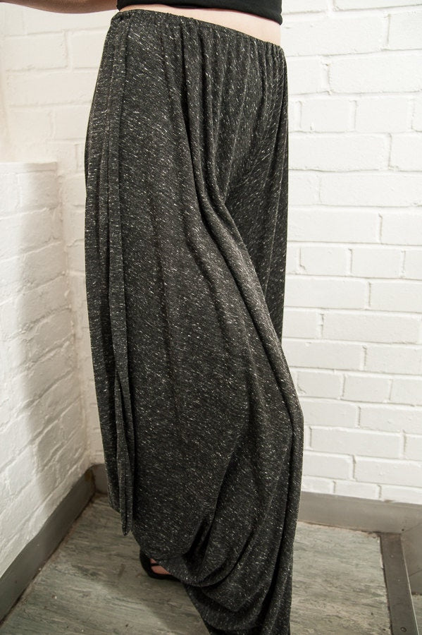Grey Soft Jersey Elastic Waist Harem Pants
