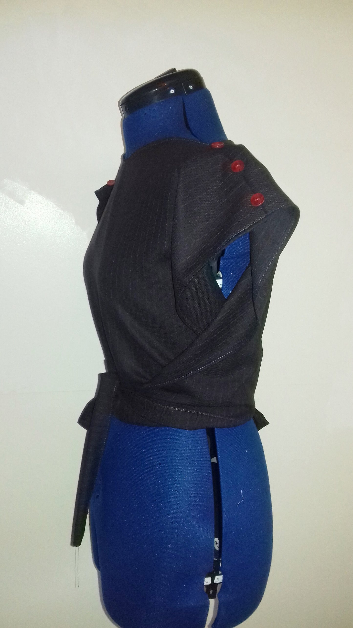 Pinstripe Wrap Purple Red Stripe Retro Style Top