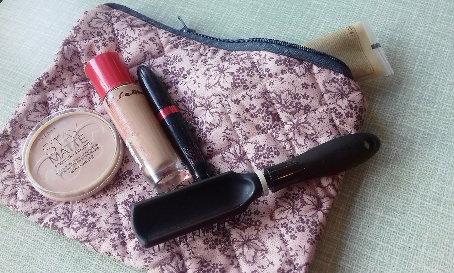 Pink Floral Quilted Tablet Bag Makeup