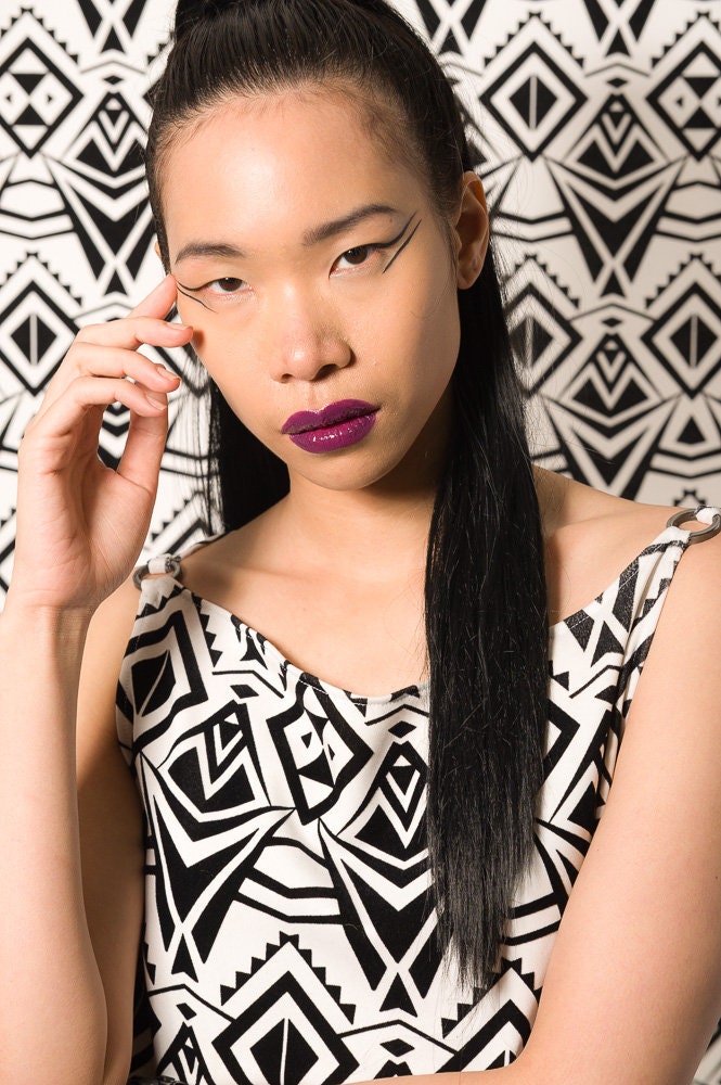 Black White Geometric Pattern Dress