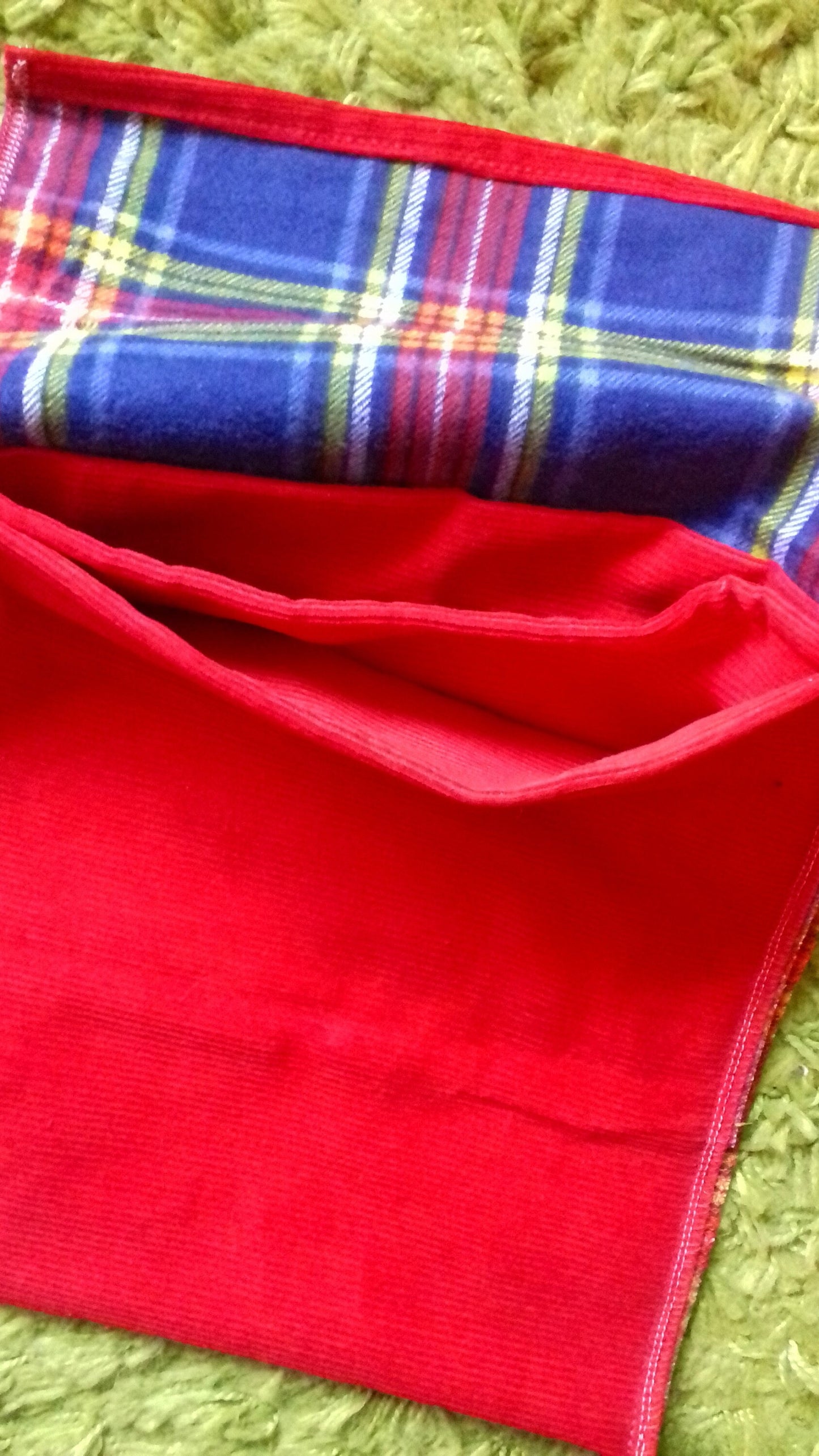 Red Tartan Bag Corduroy Hip Shoulder Bag