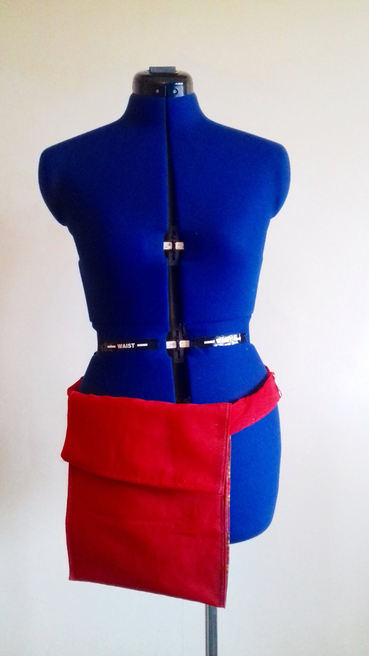 Red Tartan Bag Corduroy Hip Shoulder Bag