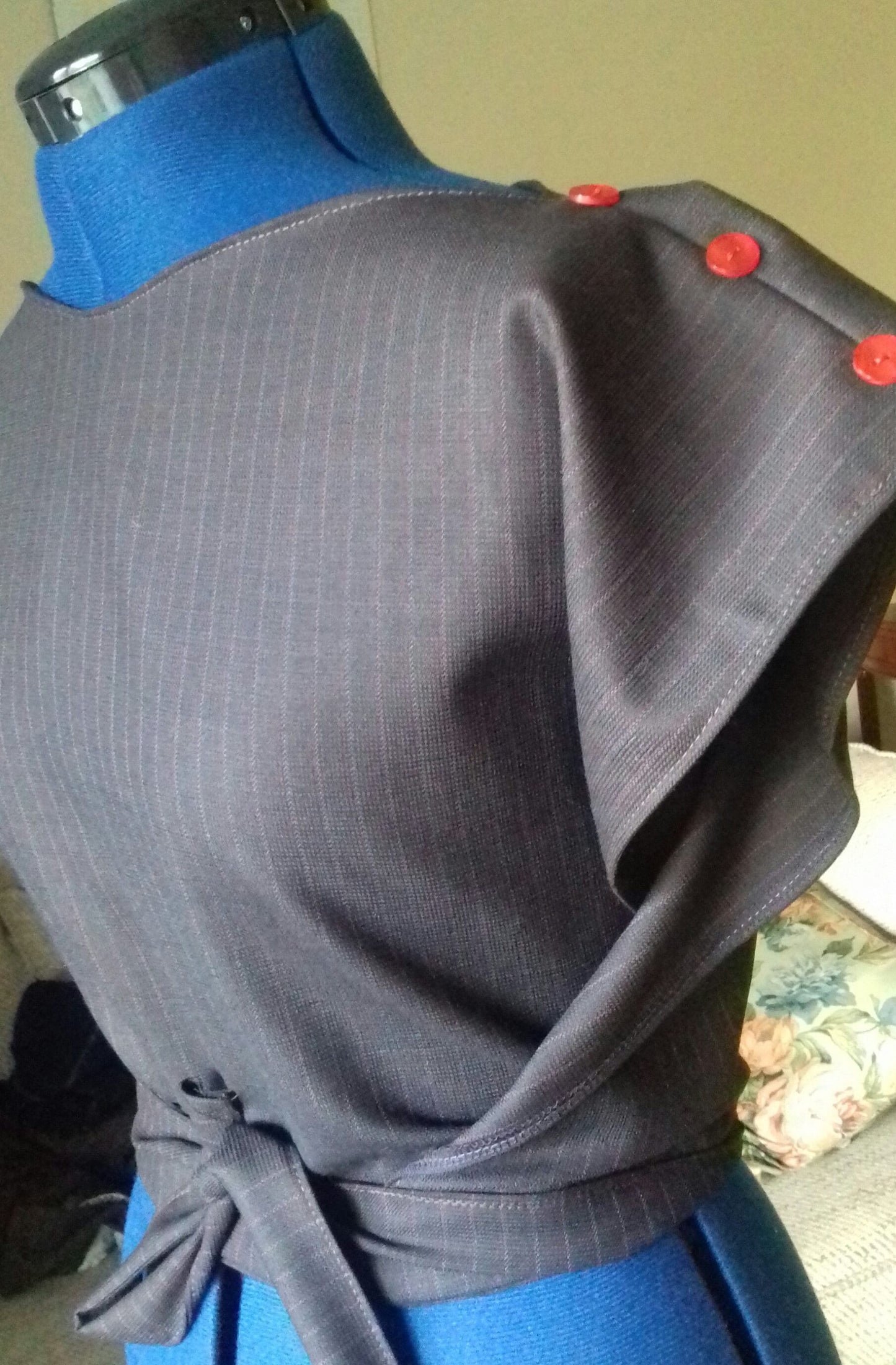 Pinstripe Wrap Purple Red Stripe Retro Style Top