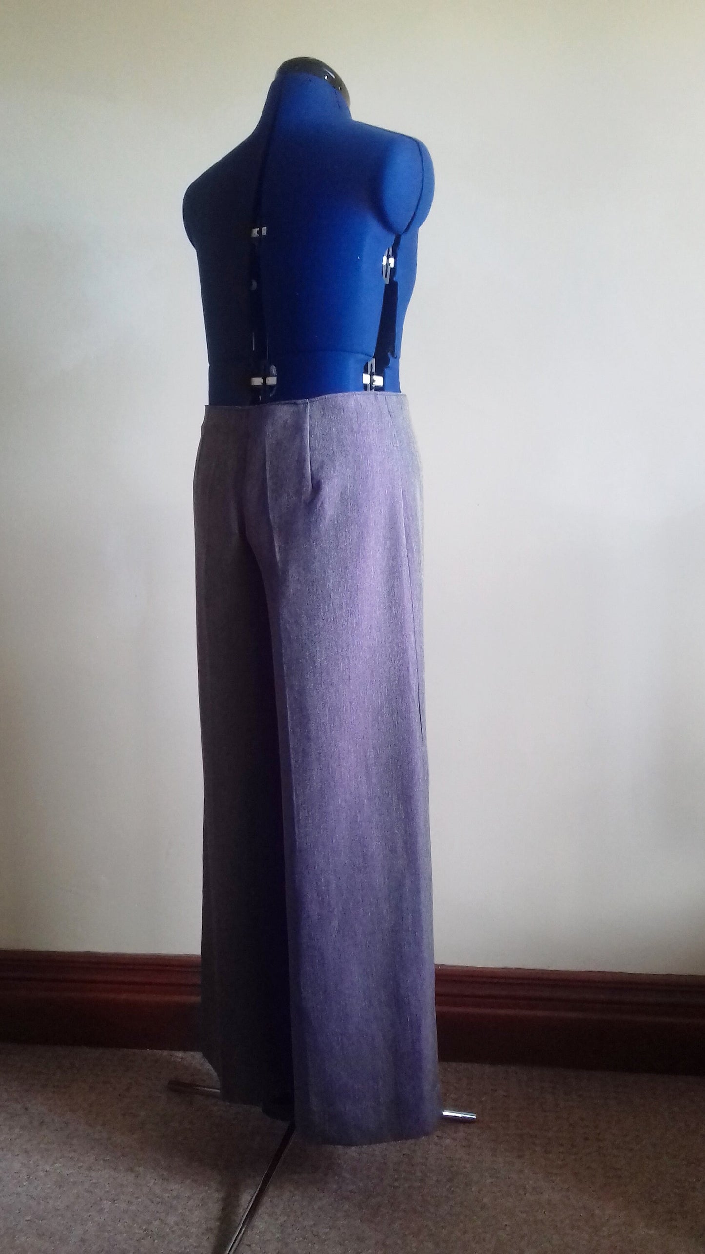 Purple Fitted Wide Leg 1950s Retro Style Trousers