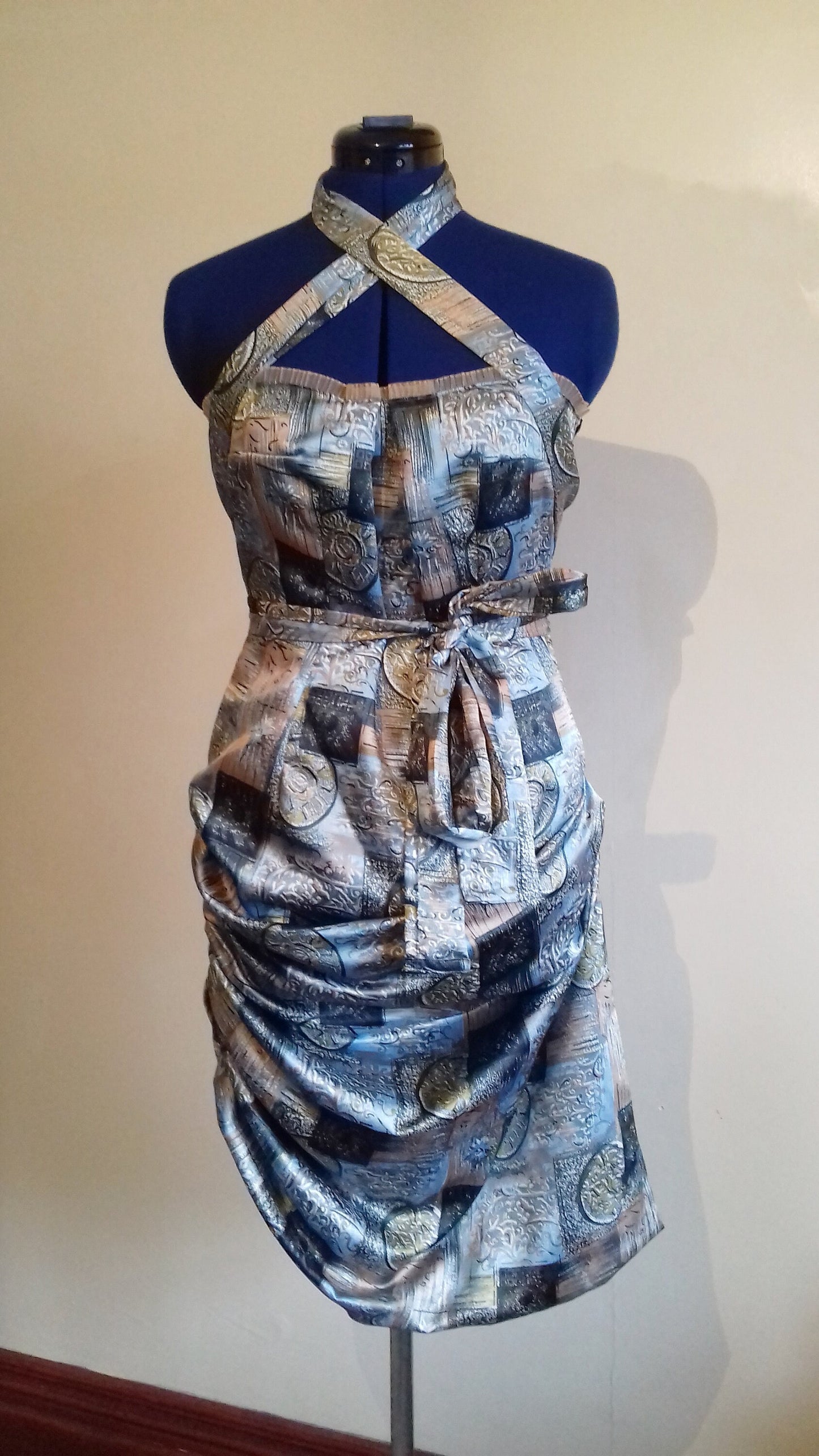 Halterneck Grey Pink Black Party Dress
