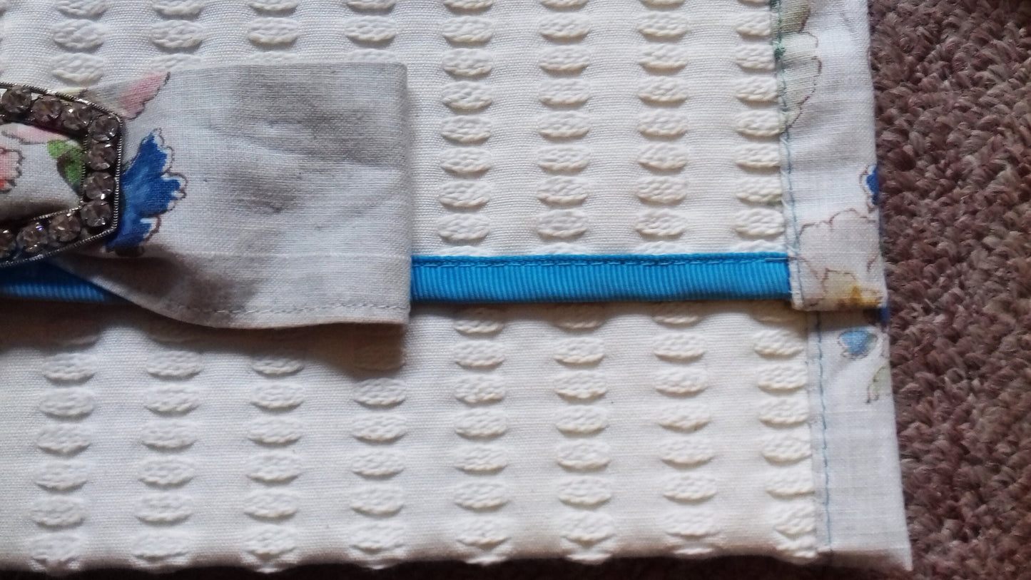 Cream Fabric Clutch Floral Evening Bag